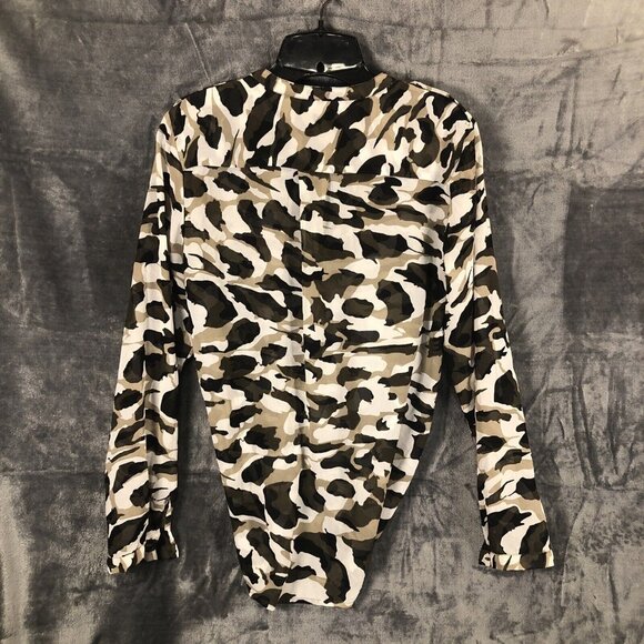 Speed Limit Black Brown Camouflage Blouse  Sliver Stud Buttons Size Large - Picture 3 of 9